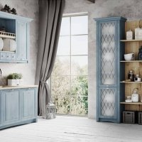 Голубая кухня в стиле прованс