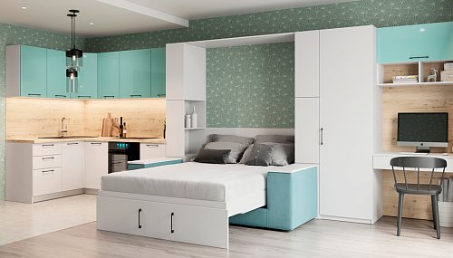 Шкаф-кровать с мягким изголовьем  39