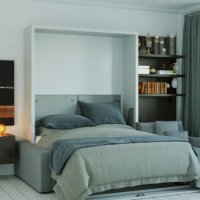 Шкаф-кровать для двоих с угловым диваном  41